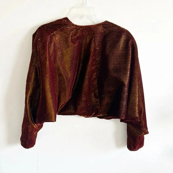 Metallic shimmery brown open front cardigan Bolero top size large - Picture 4 of 5
